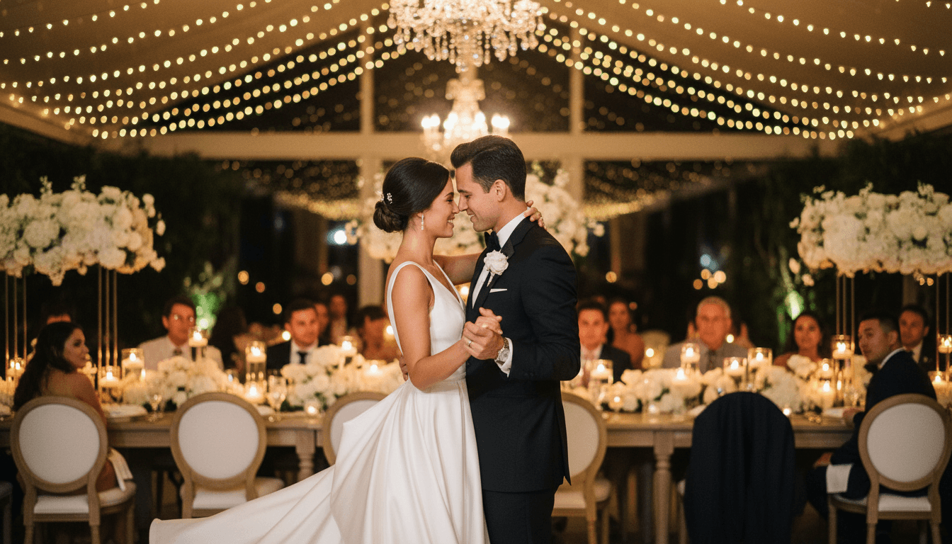 Couple laughing during first dance